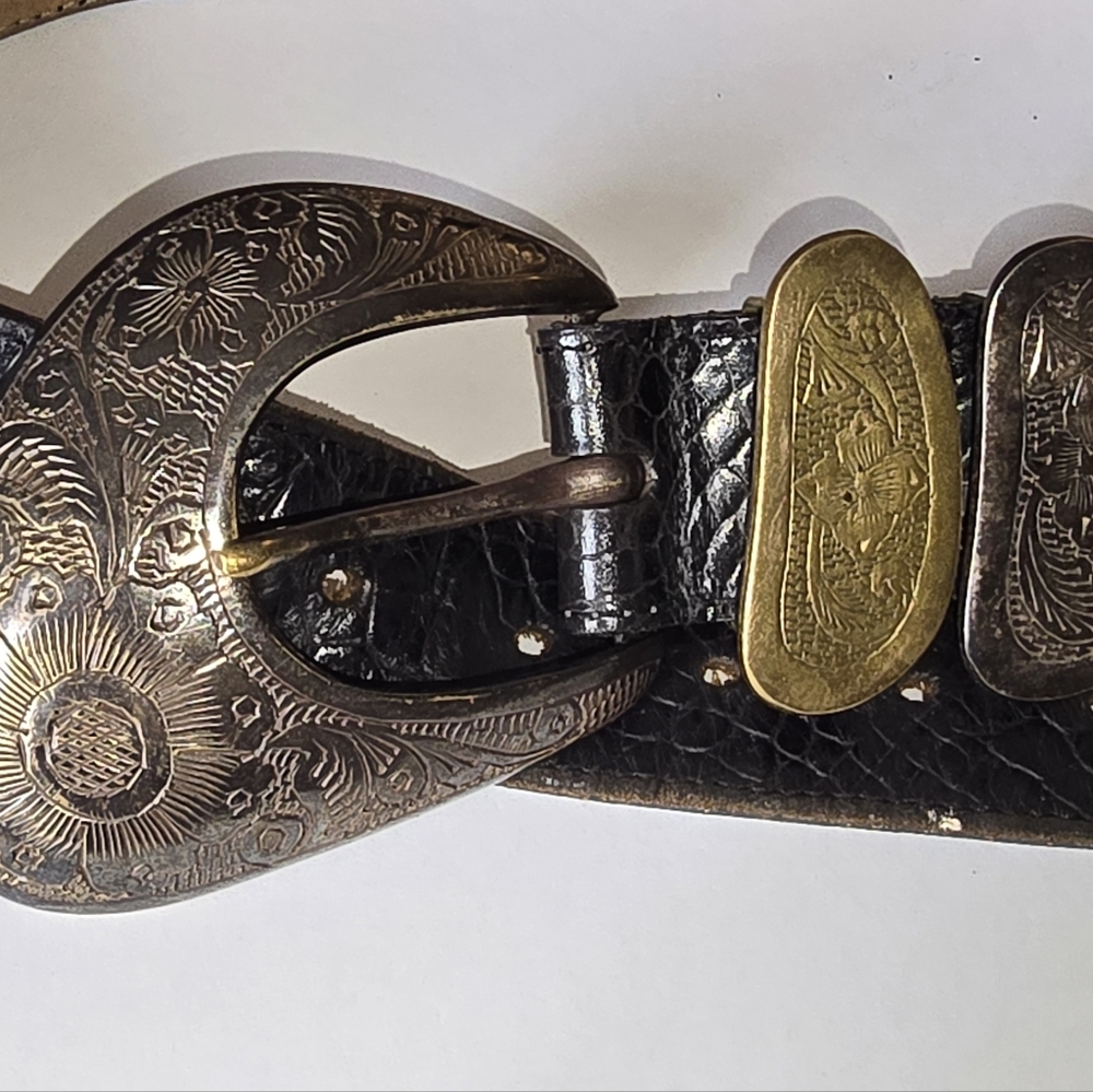 Tan Leather Belt with White Stitching